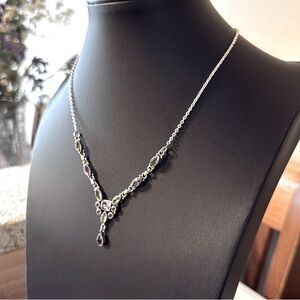 Peridot and amethyst 925 genuine gemstone vintage necklace 16-18"